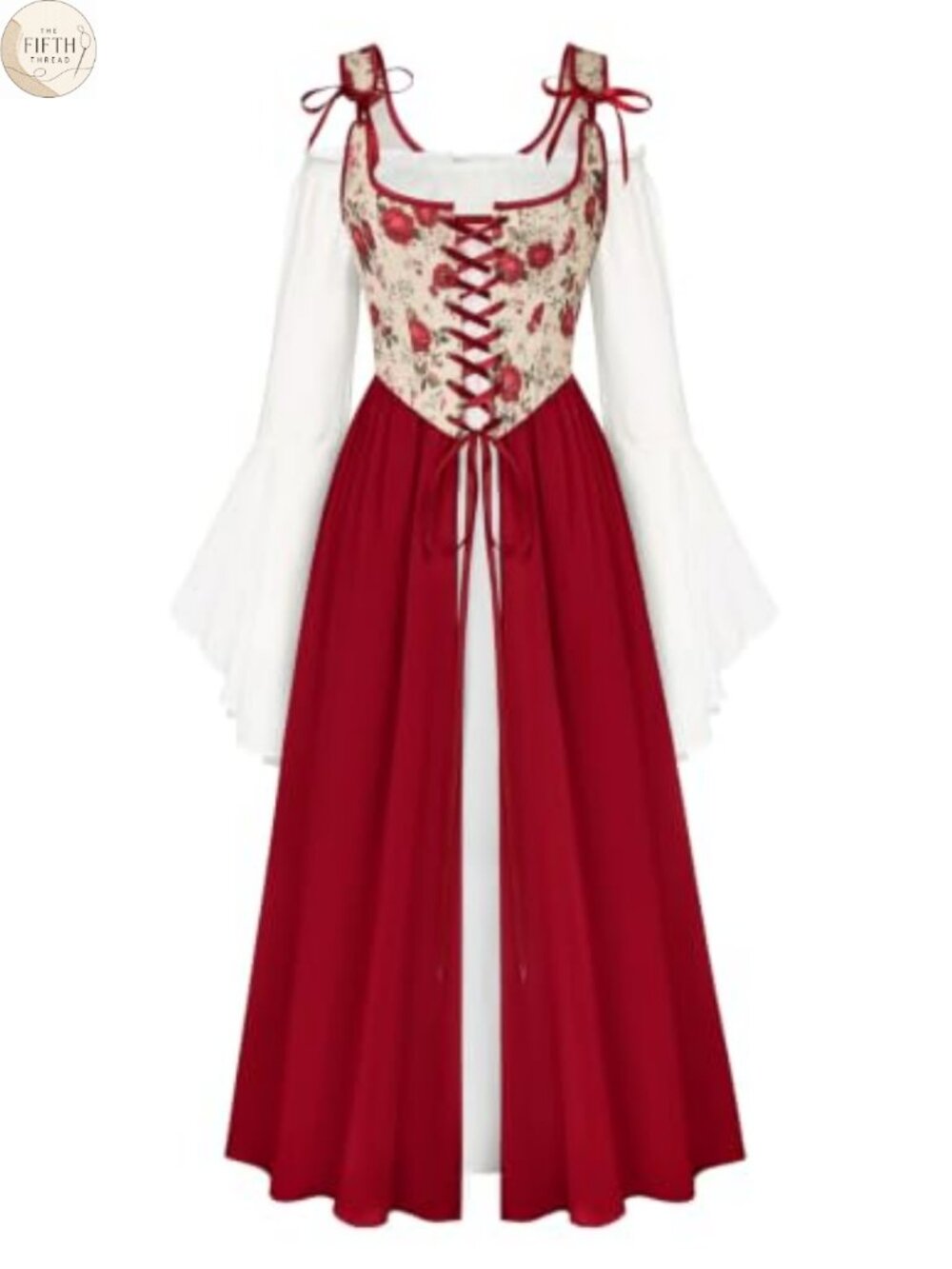 Renaissance Two-Piece Costume Set Bell Sleeve Medieval Dress